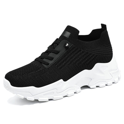 Women's spring new arrivals: cross-border shoes, breathable sneakers, flyknit running shoes, soft sole comfort, thick sole shoes - wholesale