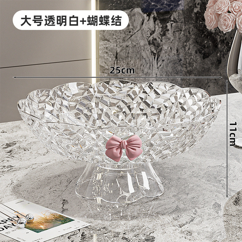 Luxury fruit platter with drain basket - high-end design for living room coffee table, featuring a beautiful bow accent for dried fruit and candy display