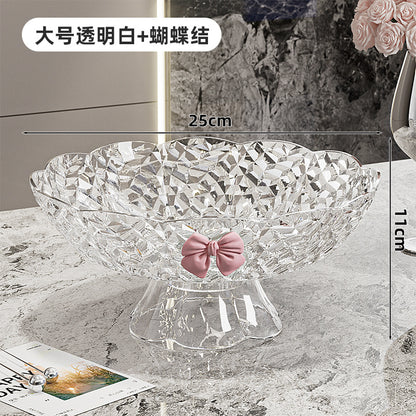 Luxury fruit platter with drain basket - high-end design for living room coffee table, featuring a beautiful bow accent for dried fruit and candy display