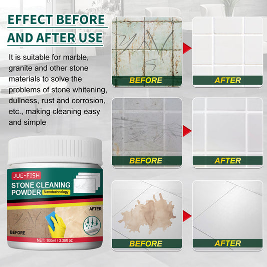 Jue-Fish stone cleaning powder, kitchen quartz stone countertop, marble tile cleaning, strong decontamination and polishing