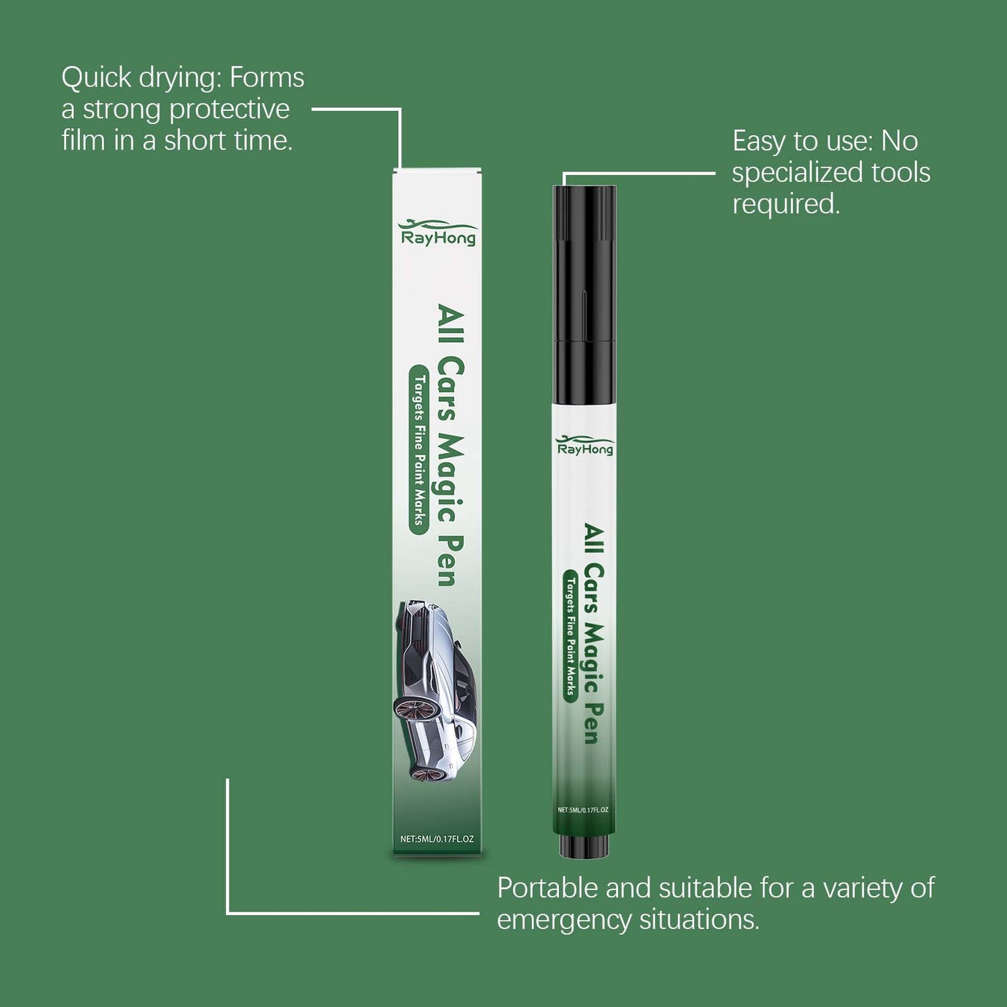 RAYHONG Car Scratch Care Pen, Car Paint Scratch Scratch Polishing Repair Refurbishment Daily Portable Care Pen