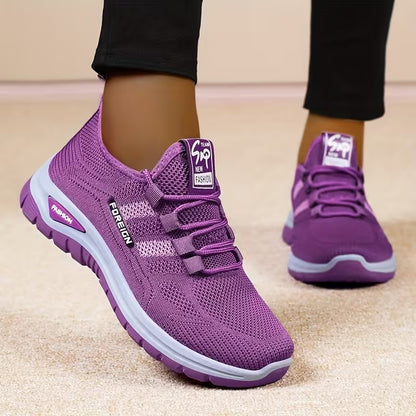 Women's flyknit casual shoes - spring collection: breathable mesh, comfortable slip-ons, chunky sole, versatile footwear