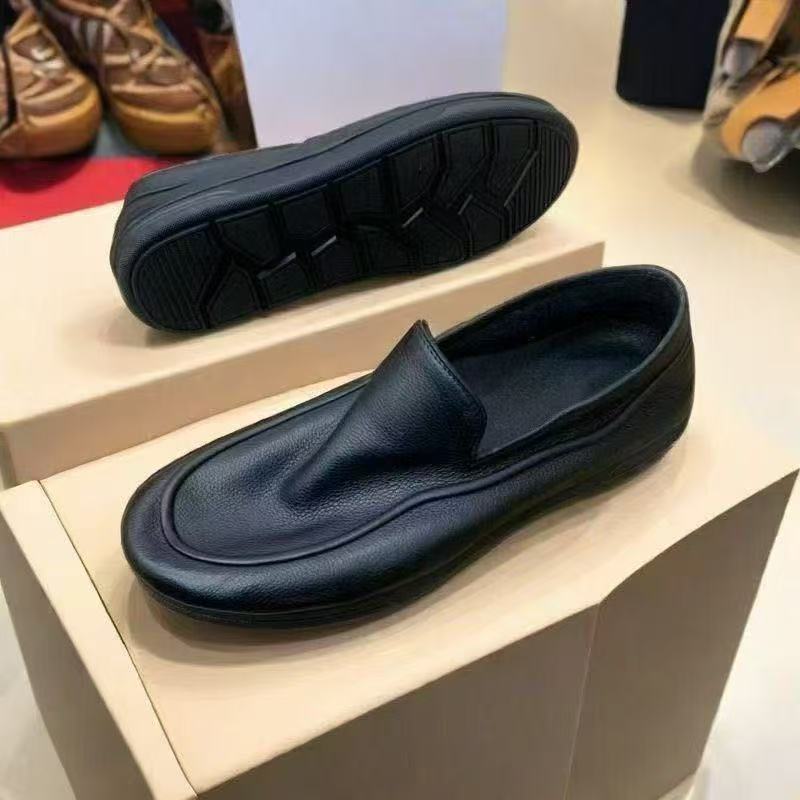 Casual leather shoes for men, soft sole, soft upper, business leather shoes, non-slip slip-on loafers, british style black work shoes for men