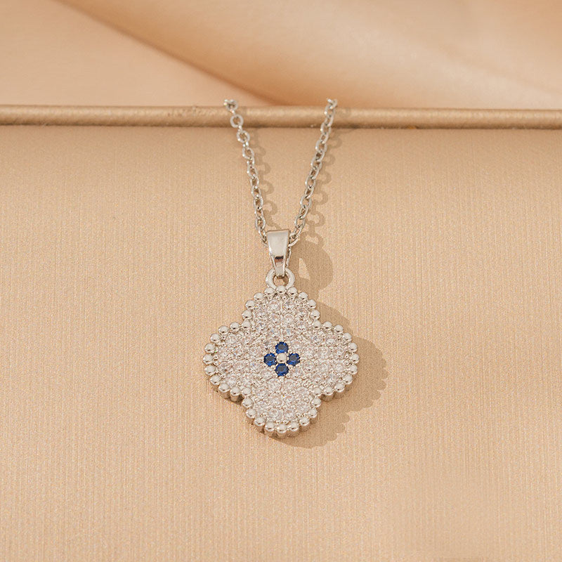 Copper inlaid with zirconium elegantbest selling flower four-leaf clover necklace women's insfashion electroplated accessible luxury earrings pendant jewelry