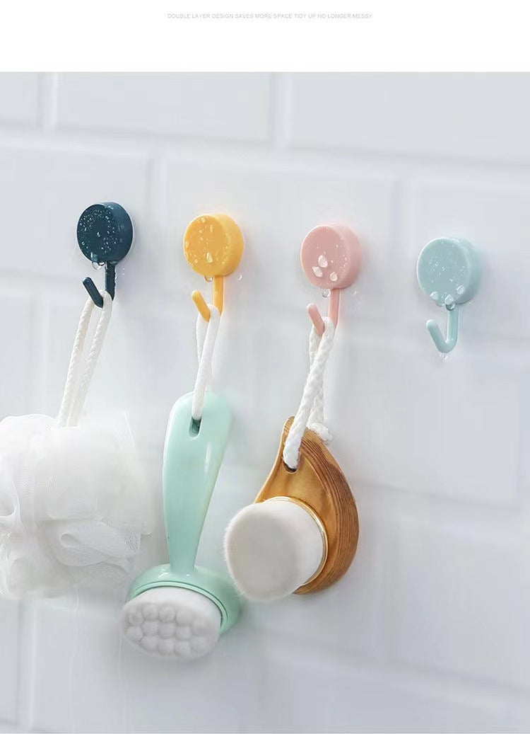 Macaron small hook non-punching round household kitchen wall door back key hook plastic strong adhesive hook