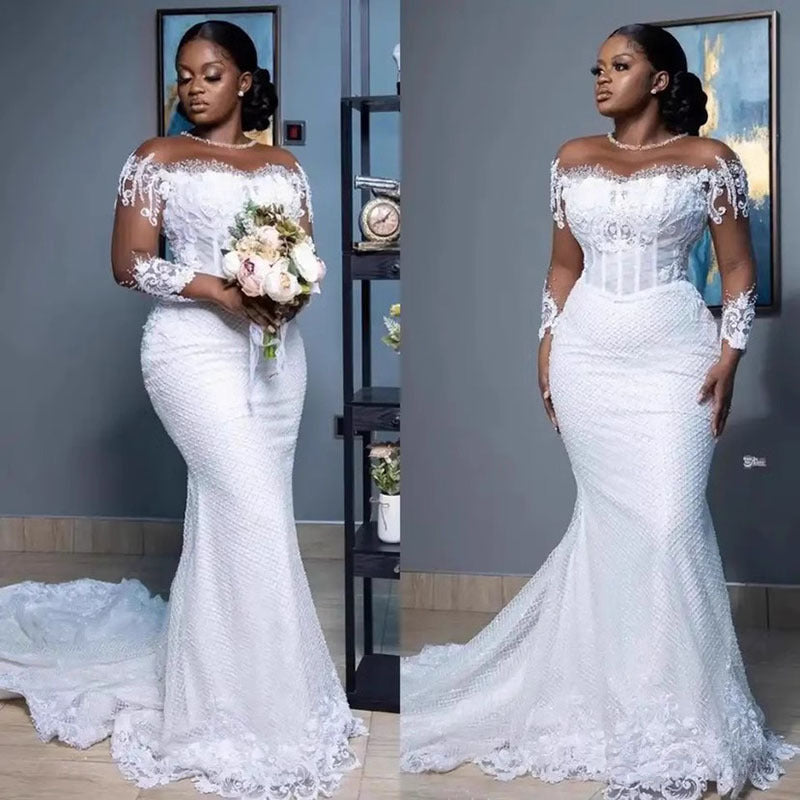 Mermaid wedding dress 2026 new arrivalelegant white waist one shoulder tail african bridal wedding dress outing welcome dress