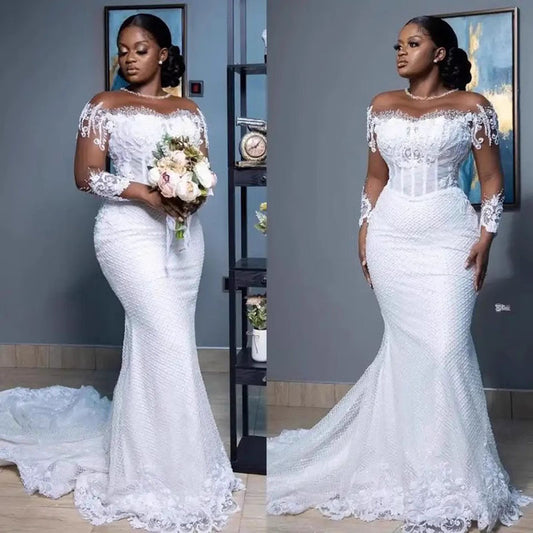 Mermaid wedding dress 2026 new arrivalelegant white waist one shoulder tail african bridal wedding dress outing welcome dress