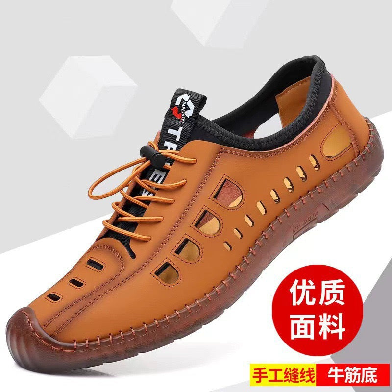 Soft-soled, breathable men's shoes, 2025 new korean style fashion casual shoes, hand-stitched driving shoes with tendon outsole