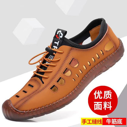 Soft-soled, breathable men's shoes, 2025 new korean style fashion casual shoes, hand-stitched driving shoes with tendon outsole