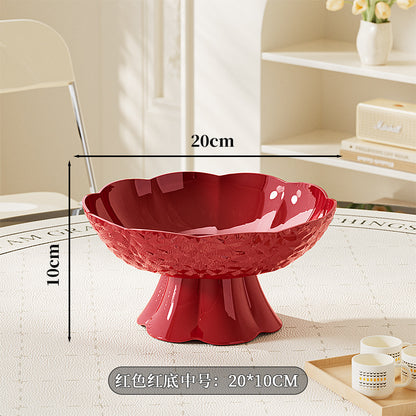 Luxury fruit platter with drain basket - high-end design for living room coffee table, featuring a beautiful bow accent for dried fruit and candy display