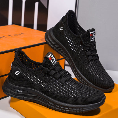 Mesh plus size men's shoes 2025 summer hollow breathable casual shoes soft sole casual sports shoes cross-border wholesale