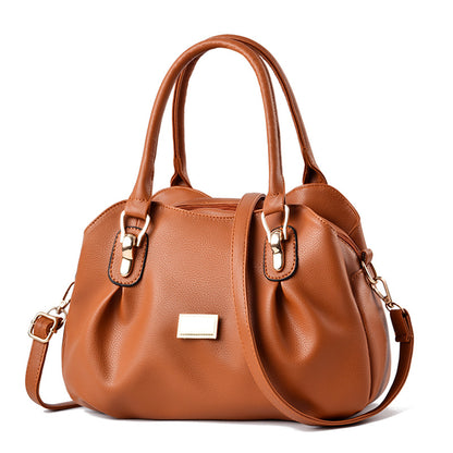 Middle-aged women's soft leather handbag, 2026 new style tote bag, middle-aged and elderly women's bag, mom bag, shoulder bag, crossbody bag