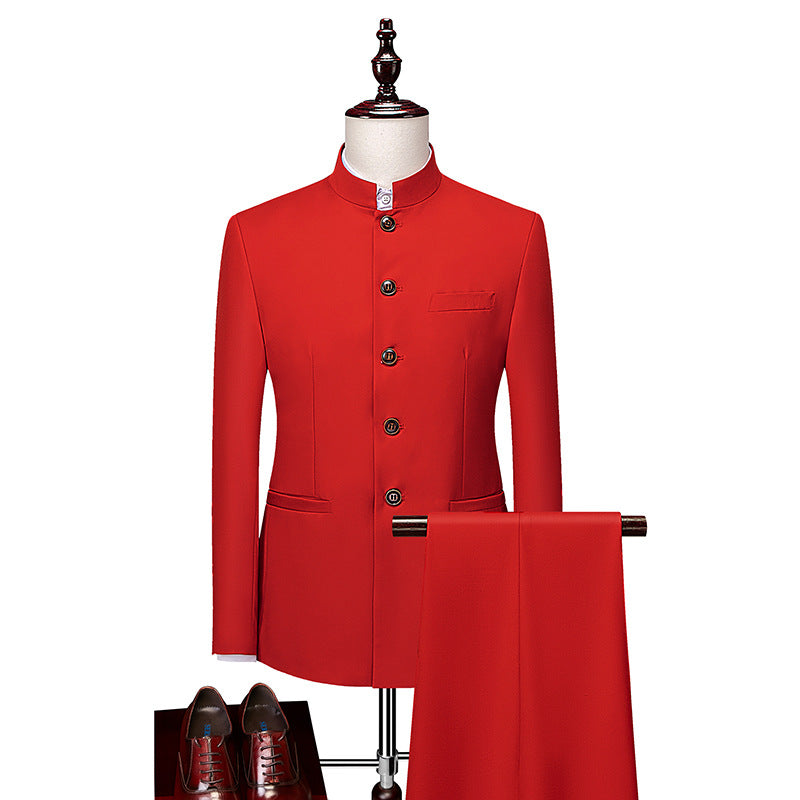 2026 autumn men's casual business dress youth fashion stand-up collar suit stand-up collar Mao suit