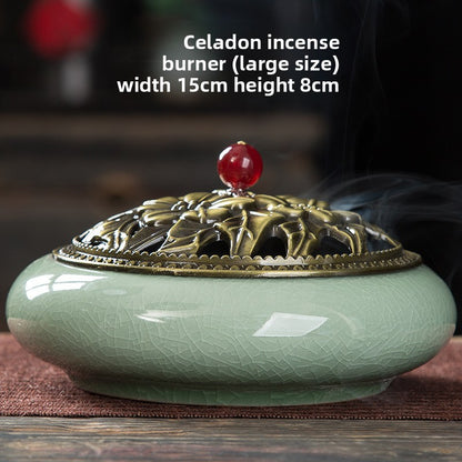 Mosquito coil stove household ceramic large indoor incense seat mosquito coil disc incense sandalwood thread incense creative ornament incense burner