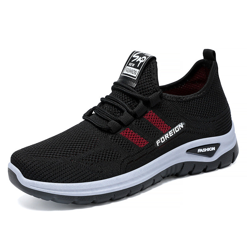 Women's flyknit casual shoes - spring collection: breathable mesh, comfortable slip-ons, chunky sole, versatile footwear