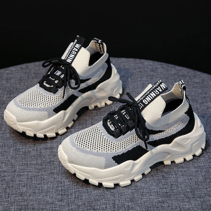 Thick sole dad shoes for women 2026  new style fly woven breathable paris sneakers popular ins trendycasual women's shoes