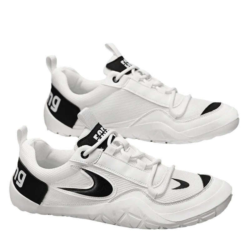 Men's 2025 breathable flyknit mesh athletic shoes, soft sole, youth/teenager style, lightweight running shoes (white/off-white)
