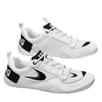 Men's 2025 breathable flyknit mesh athletic shoes, soft sole, youth/teenager style, lightweight running shoes (white/off-white)
