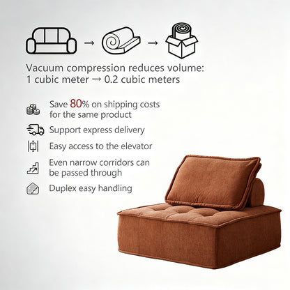 Piemonte tofu cube chenille fabric compression sofa - modular, freestanding, and perfect for small spaces