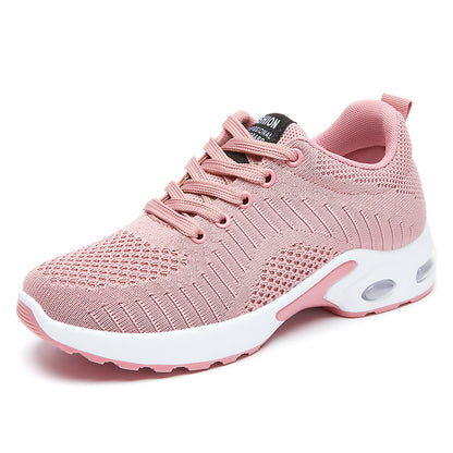 Women's shoes dropshipping: spring collection - plus size athletic sneakers, flyknit breathable mesh, thick sole, shock-absorbing air cushion shoes