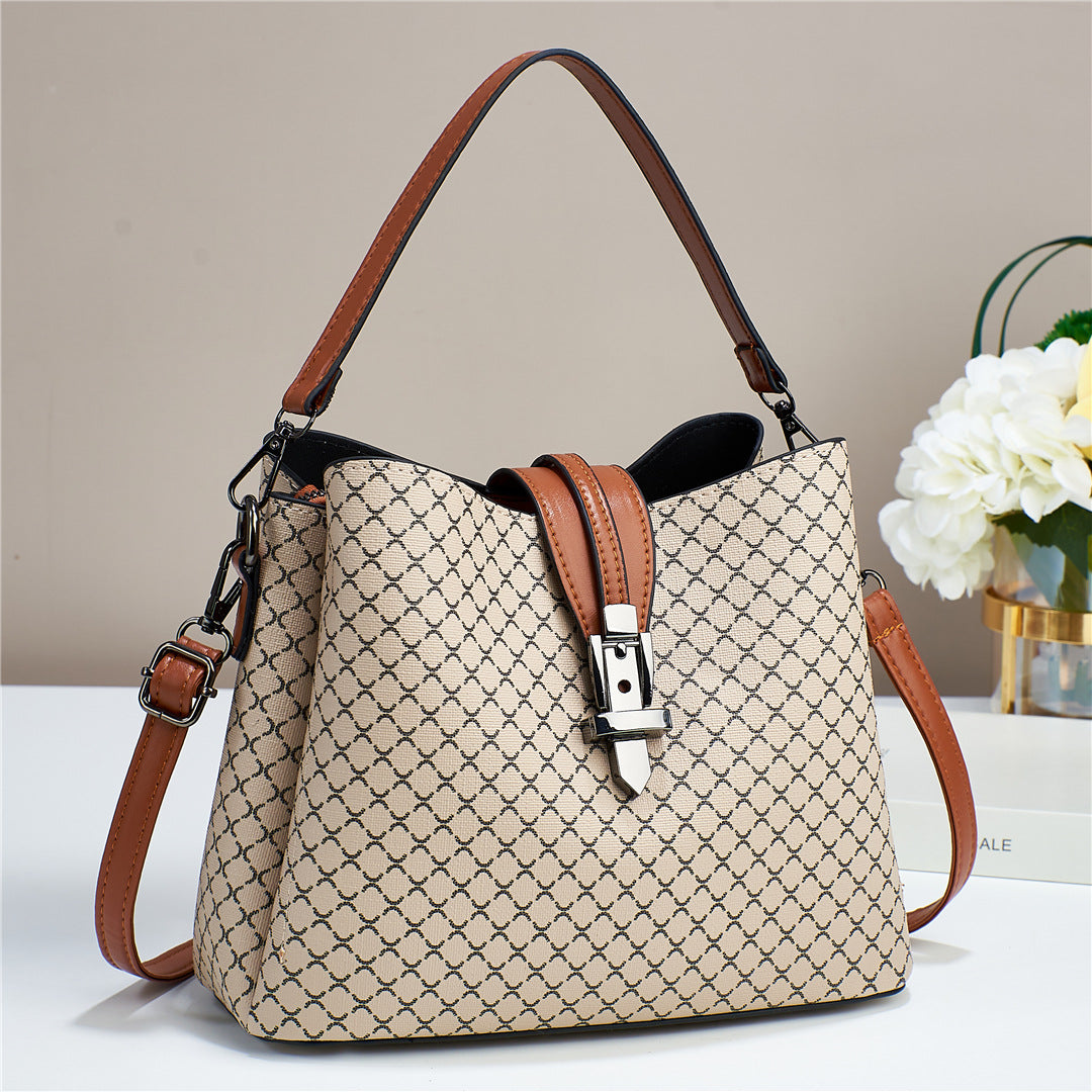 Large-capacity bag for women 2026new arrivaltrendyniche styleaccessible luxury texture bucket bagfashioncontrast colorwork clothing shoulder bag