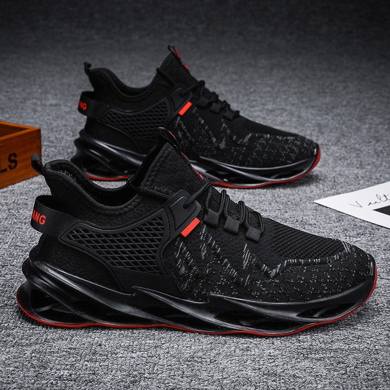 Mesh casual men's shoes 2025 new flyknit breathable solid color blade shoes trendy running sneakers cross-border export