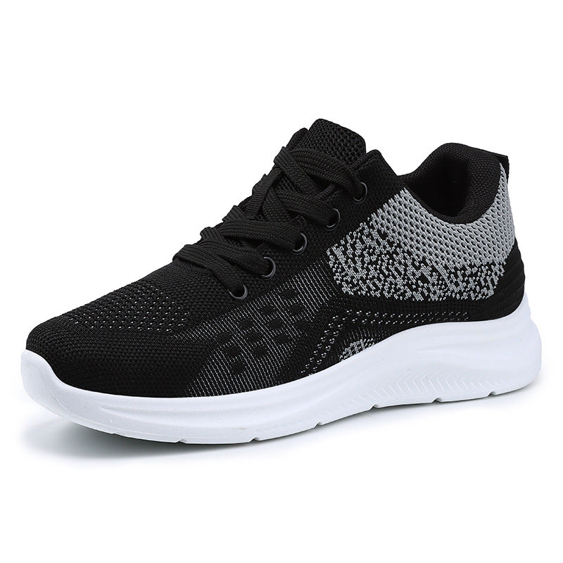Jinshiyuan |   Women's shoes, shallow sports shoes, fly-woven breathable mesh shoes, running shoes, plaidflats