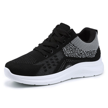 Jinshiyuan |   Women's shoes, shallow sports shoes, fly-woven breathable mesh shoes, running shoes, plaidflats