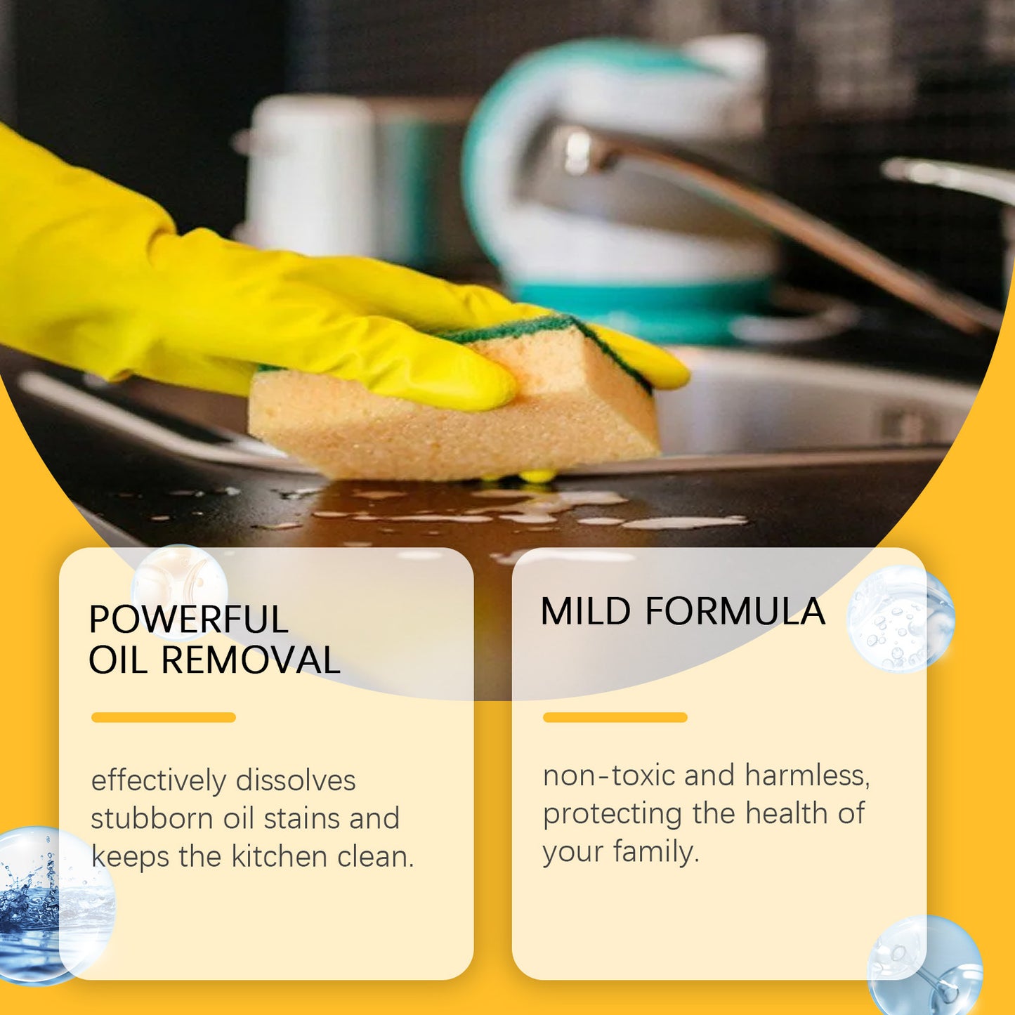JAKEHOE Kitchen oil-dissolving care spray, heavy oil-stained range hood, stove, kitchen utensils, dissolving stains and cleaning agent