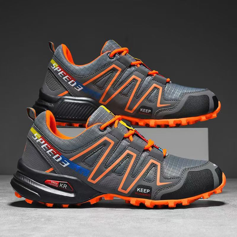 Cross-border men's shoes, 2025 fall/winter new arrivals: color-blocked trendy hiking shoes, outdoor low-top running shoes, and casual men's footwear