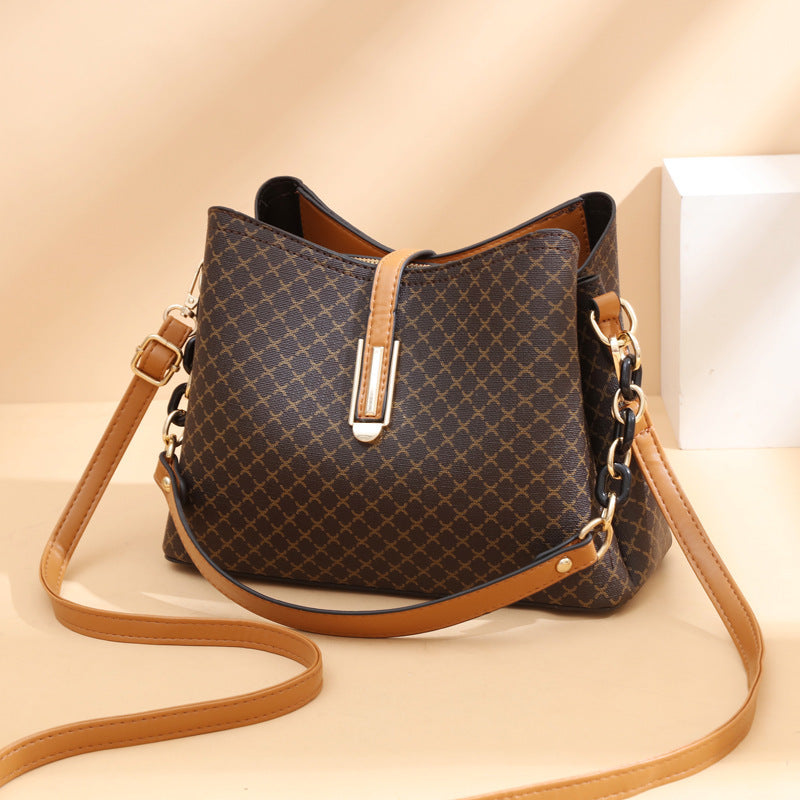 2024 new casual fashion retro print shoulder bucket bag - simple, trendy, and chic crossbody bucket bag