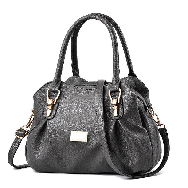 Middle-aged women's soft leather handbag, 2026 new style tote bag, middle-aged and elderly women's bag, mom bag, shoulder bag, crossbody bag