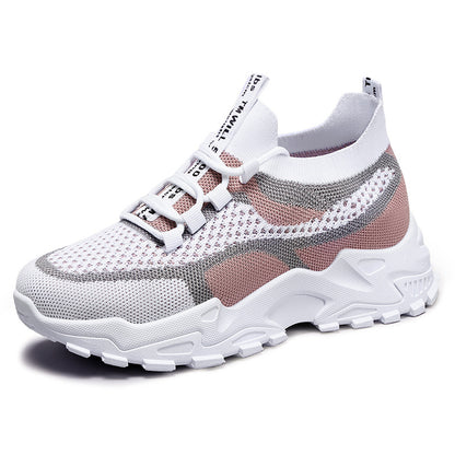 Women's fashion flats: spring new arrivals - casual, soft-soled, lightweight dad shoes, flyknit breathable mesh sneakers