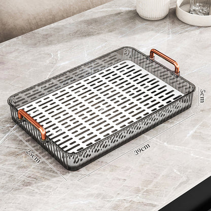 Tea tray for home living room dry brewing station accessible luxury tea set cup holder tea cup water cup rectangular double layer drainage tray