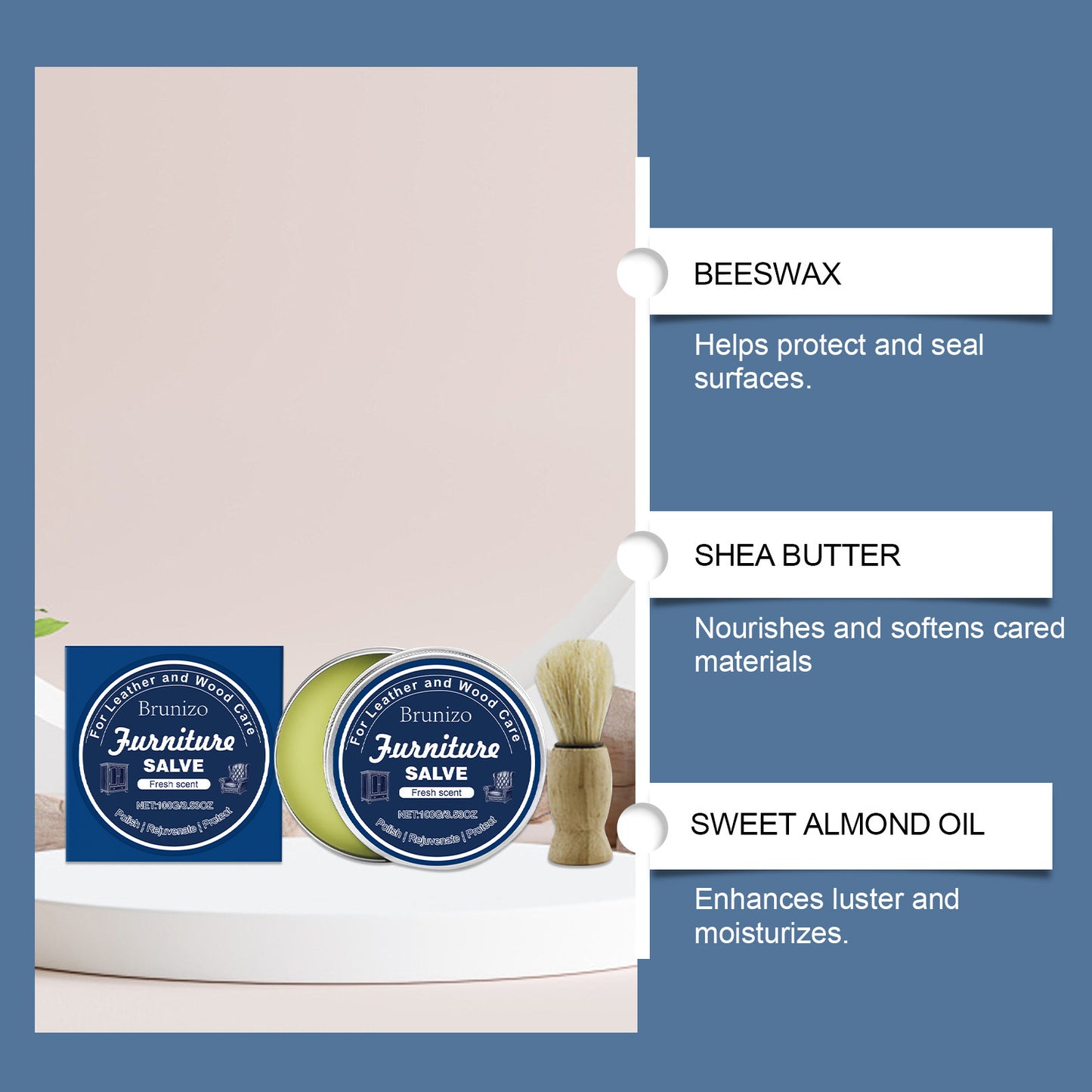 Brunizo Leather Wood Care Cream, Protective Furniture Surface Care Household Leather Wood Care Cream