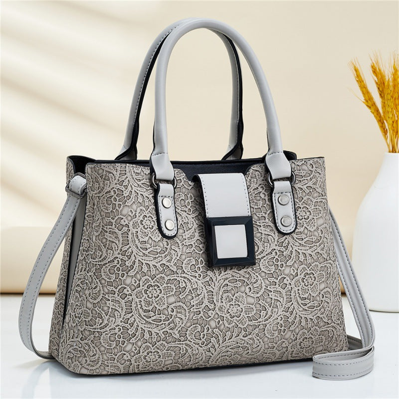 Wholesale women's handbags: 2026 spring new arrivals - european and american fashion lace pattern shoulder bag, tote, and crossbody bag - dropshipping available for export