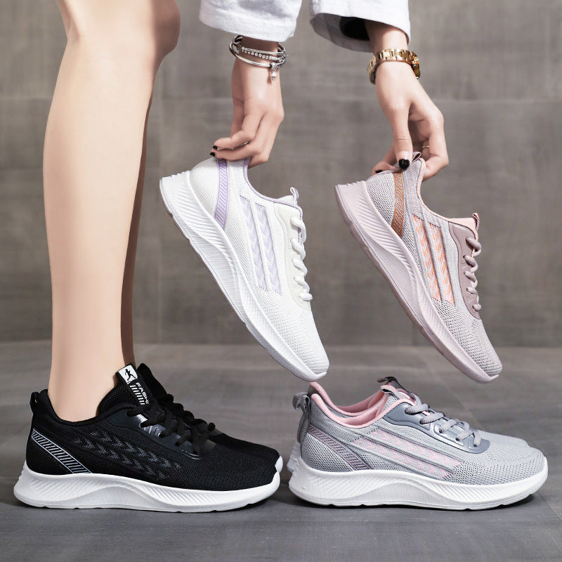 Women's shoes 2026 spring new breathable sneakers cross-border dropshipping single shoes fashion casual shoes flyknit mesh shoes