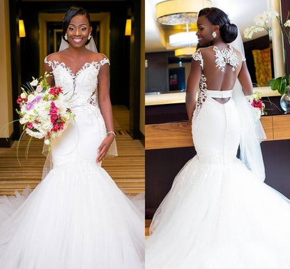 2026 new fishtail bridal gown: elegant, figure-flattering, off-the-shoulder, minimalist european wedding dress