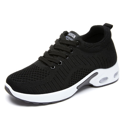 Women's shoes dropshipping: spring collection - plus size athletic sneakers, flyknit breathable mesh, thick sole, shock-absorbing air cushion shoes