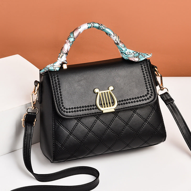 2026 winter new arrival: stylish argyle scarf accent mini square bag - chic ribbon women's shoulder bag - dropshipping available