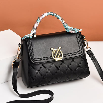 2026 winter new arrival: stylish argyle scarf accent mini square bag - chic ribbon women's shoulder bag - dropshipping available