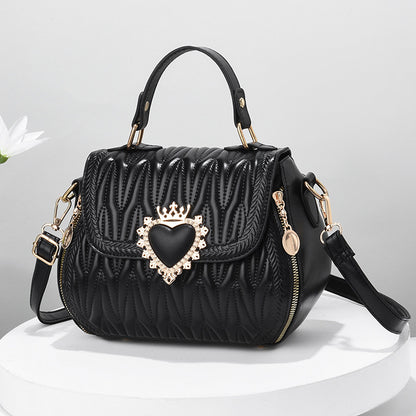 Trendy women's bags 2024 new large capacity embossed round bag fashionable textured crossbody handbag - dropshipping available