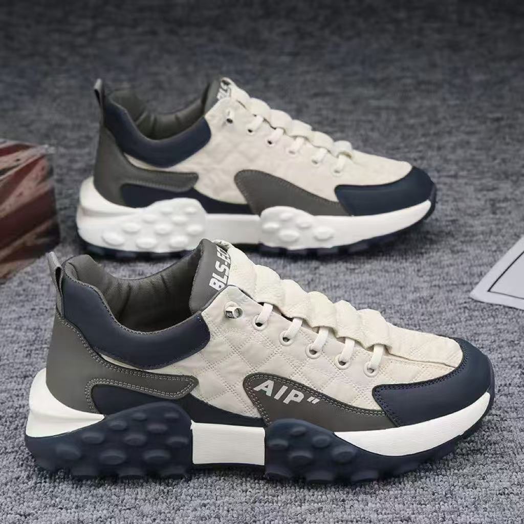 Cross-border men's shoes 2026 new Korean style low-top running shoes trendy non-slip thick-soled dad shoes breathable sports shoes