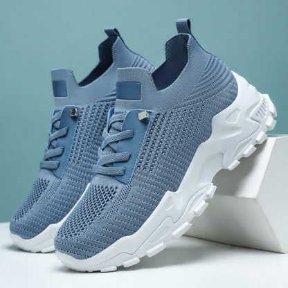 Women's spring new arrivals: cross-border shoes, breathable sneakers, flyknit running shoes, soft sole comfort, thick sole shoes - wholesale