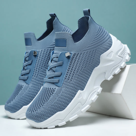 Women's spring new arrivals: cross-border shoes, breathable sneakers, flyknit running shoes, soft sole comfort, thick sole shoes - wholesale