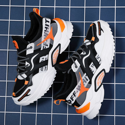 Flyknit breathable shoes for men 2025k-stylethick sole dad shoes trendy sneakers cross-border exportplus size running shoes
