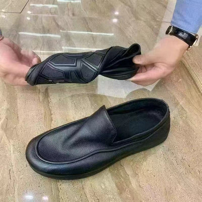 Casual leather shoes for men, soft sole, soft upper, business leather shoes, non-slip slip-on loafers, british style black work shoes for men