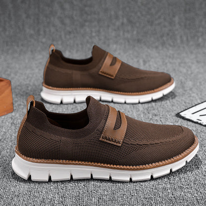 Men's cross-border new flyknit casual shoes: lightweight, breathable, athletic, minimalist, comfortable slip-on sneakers