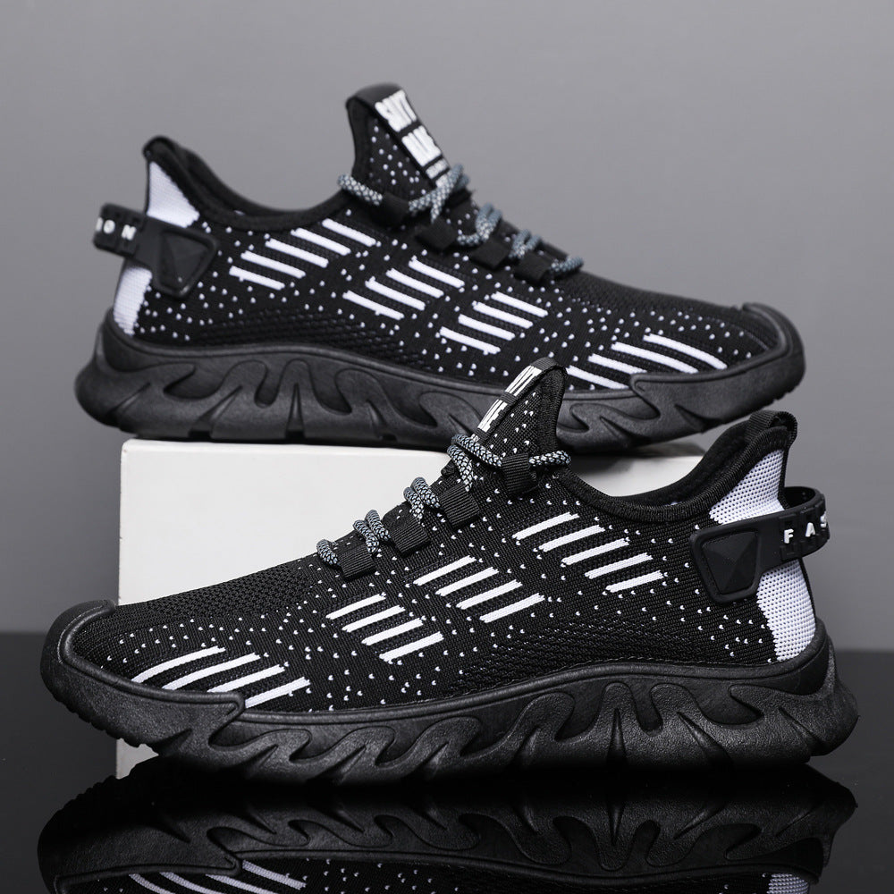 New men's flyknit mesh shoes - stylish, breathable, soft-soled, lightweight athletic running shoes for students - cross-border wholesale