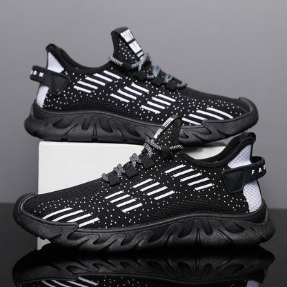 New men's flyknit mesh shoes - stylish, breathable, soft-soled, lightweight athletic running shoes for students - cross-border wholesale